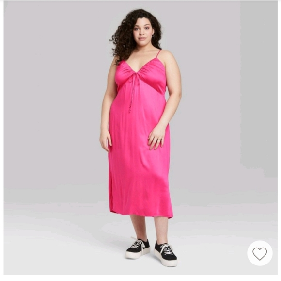 wild fable pink dress Women's Satin Lace Trim Midi Slip Dress - Wild Fable Salmon Pink Floral S